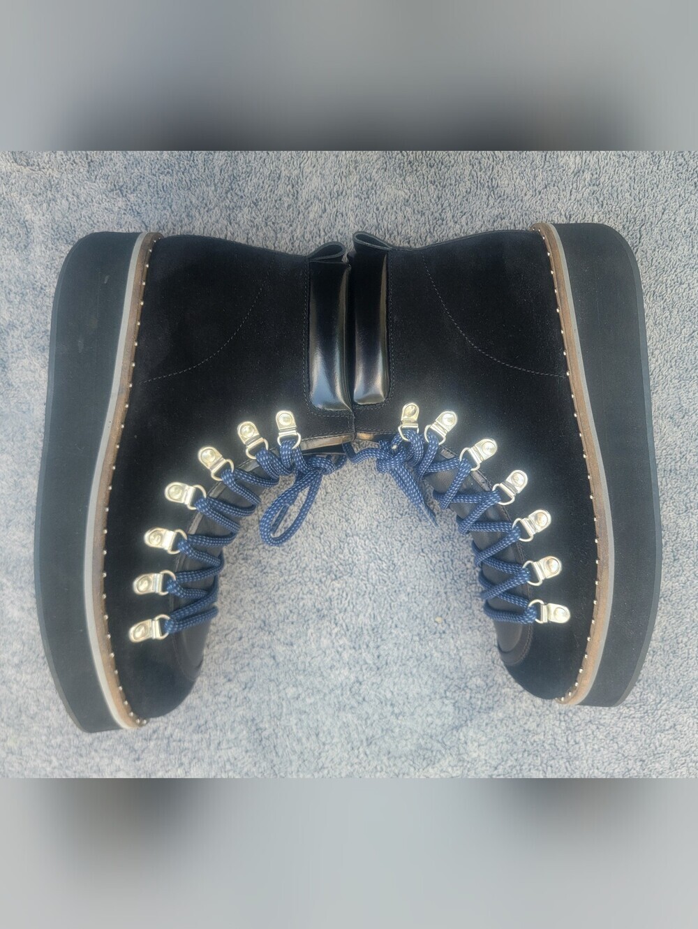 Free People Leather Suede Durango Platform Hiker Boots Black EU 39/9 US